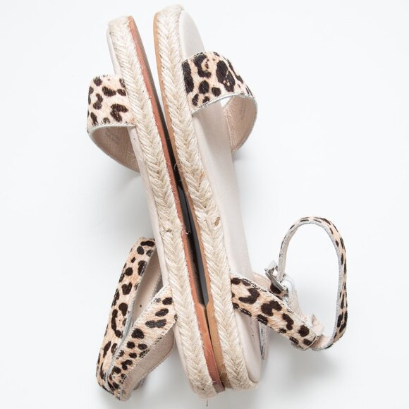 J/Slides Rosie Sandals Calf Hair Espadrille Leopard Print Tan Brown Size 8 NWOT - Picture 2 of 10